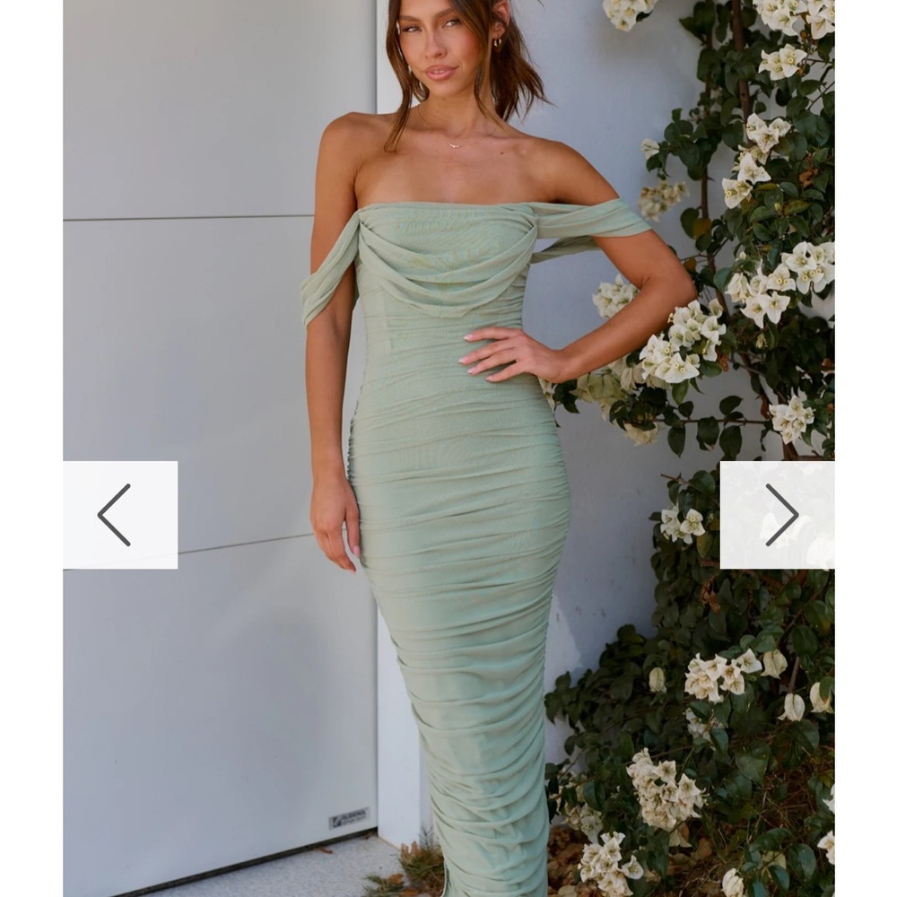 Billy J — Kylie Maxi- Chic Strapless Ruched Sage Green Dress